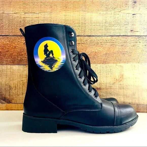 NWT Disney’s The Little Mermaid Ariel Silhouette Combat Boots - Picture 3 of 8